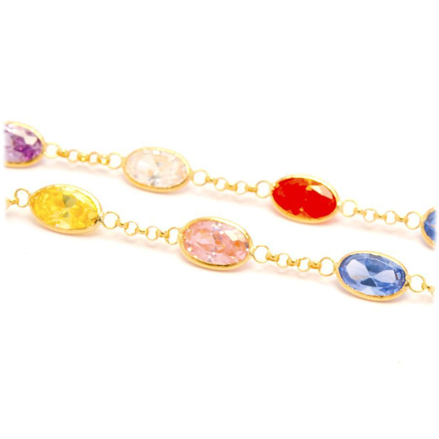 Colar Pedras Coloridas em Ouro 18 Kilates - 21456